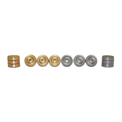 Gold & Silver Metal Checkers Set, Hand-Finished, 24 Pieces, 3.2 cm, Made in Italy