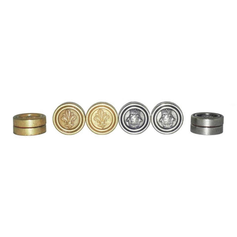 Italian Florentine Metal Checkers Set, Gold & Silver, 4.5 cm, 24 Pieces