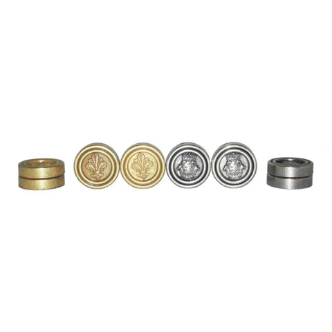 Italian Florentine Metal Checkers Set, Gold & Silver, 4.5 cm, 24 Pieces