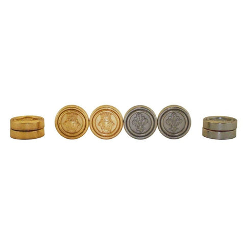 Florentine Metal Checkers 24-Piece Set, Gold & Silver, Handmade Italy, 4.5 cm