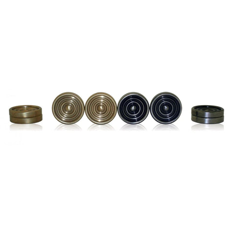 Handmade Two-Tone Brass Checkers Set, 24 Pieces, 4.5 cm, Made in Italy