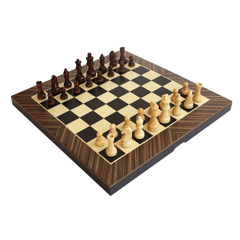 Italian Wooden Chess Set, Folding Board, Checkers & Backgammon, Mahogany Maple