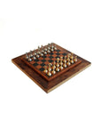 Italian Gold & Silver Plated Metal Chess Set, Wood/Leather Board Storage