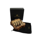Magnetic Mahogany & Maple Chess Set, 26cm Board, Drawer, Handmade in Italy