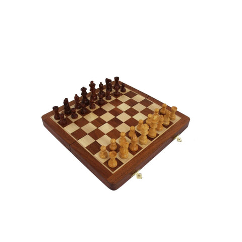 Travel Magnetic Wooden Chess Set, Folding Board, Checkers & Backgammon, 30cm