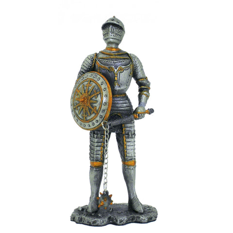 Hand-Painted Pewter Knight Figurine with Club, 11cm, Made in Italy