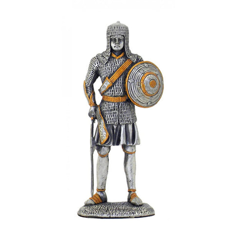 Hand-Painted Tin Soldier Figurine, Medieval Knight with Shield, 10cm, Italy
