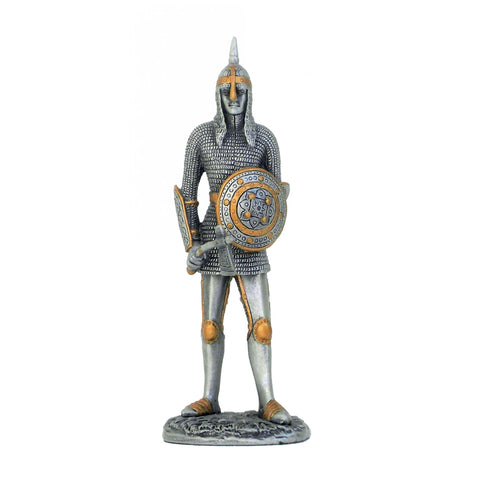 Hand-Painted Pewter Medieval Knight Figurine, Axe & Shield, 11cm, Italy