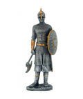 Hand-Painted Pewter Medieval Prussian Warrior Figurine, 11 cm, Made in Italy
