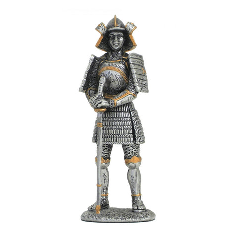 Hand-Painted Pewter Samurai Figurine 11cm, Made in Italy Collectible