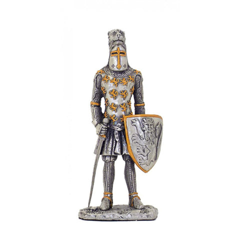 Hand-Painted Tin Medieval Knight Figurine with Shield & Sword, 10cm, Italy