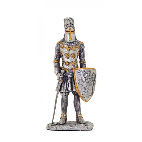 Hand-Painted Tin Medieval Knight Figurine with Shield & Sword, 10cm, Italy