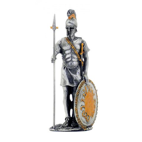 Greek Warrior Pewter Figurine 14cm, Hand-Painted, Made in Italy Collectible