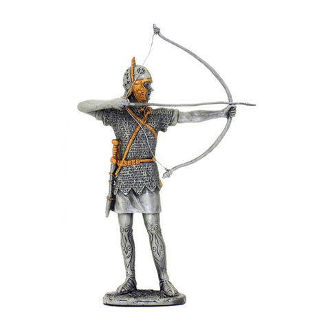 Hand-Painted Pewter Medieval Archer Knight Figurine, 12cm, Made in Italy