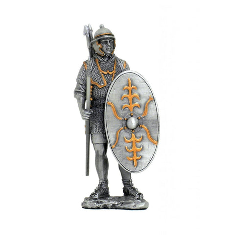 Hand-Painted Pewter Roman Soldier Figurine, 11cm, Made in Italy