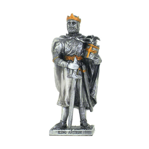 King Arthur Pewter Figurine 10cm Hand Painted Medieval Knight Collectible Italy