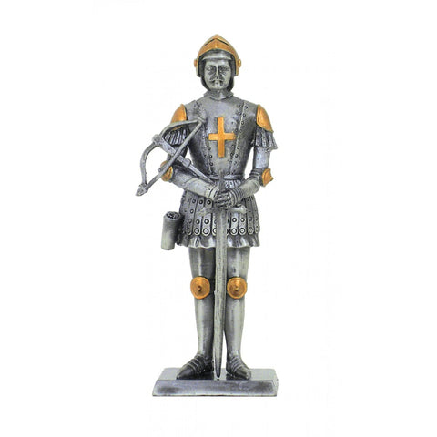 Hand-Painted Pewter Teutonic Knight Archer Figurine, 11cm, Made in Italy