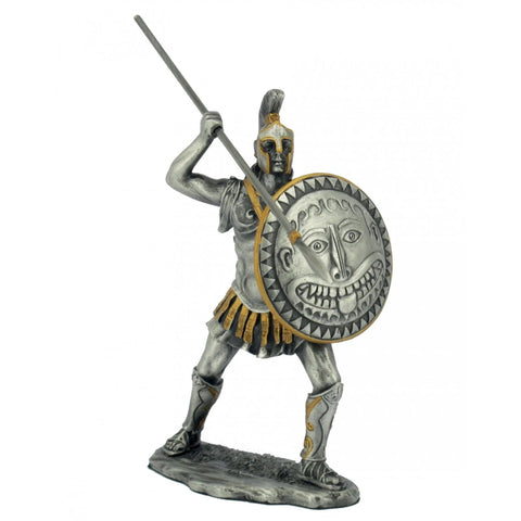Spartan Warrior Tin Figurine, Hand-Painted 12cm Mini Statue, Made in Italy