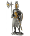 Tin Crusader Knight with Halberd Figurine, 11cm, Hand-Painted, Made in Italy