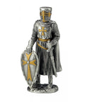 Teutonic Knight Medieval Pewter Figurine with Shield, 10cm, Hand-Painted, Italy