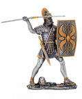 Hand-Painted Pewter Roman Soldier Figurine with Shield, 11cm, Made in Italy