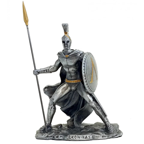 Leonidas Spartan Warrior Pewter Figurine, Hand-Painted, 12cm, Made in Italy