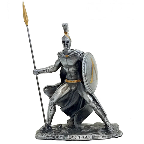 Leonidas Spartan Warrior Pewter Figurine, Hand-Painted, 12cm, Made in Italy