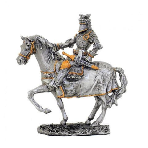 Hand-Painted Pewter Medieval Knight Figurine, 10cm, Made in Italy Gift