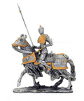 Hand-Painted Pewter Knight with Lance Figurine, 12 cm, Made in Italy