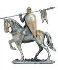 Hand-Painted Pewter Crusader Knight Figurine with Shield, 10cm, Italy
