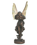 Hand-Finished Resin Blossom Fairy Statue, Bronze Tone, 11 cm, Made in Italy