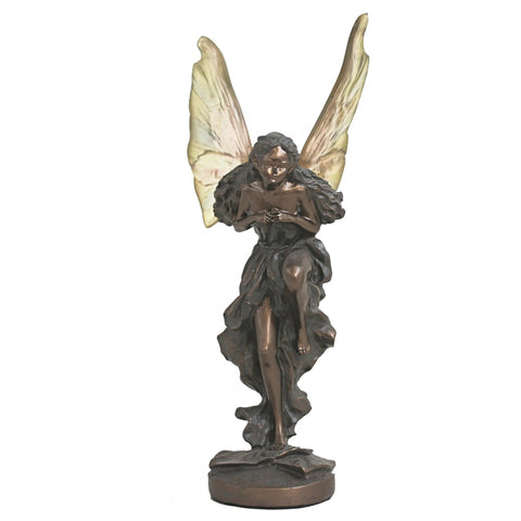 Hand-Finished Resin Blossom Fairy Statue, Bronze Tone, 11 cm, Made in Italy