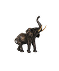 Lucky Elephant Figurine, Raised Trunk, Bronze Resin, Handmade Italy, Small 11cm