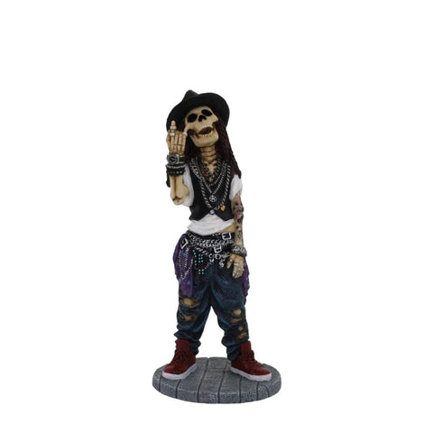 Hip Hop Skeleton Figurine – Hand-Painted Resin Statue, 7x7x16 cm, Made in Italy
