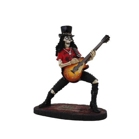 Skeleton Rock Guitar Figurine, Hand-Painted Resin Statue, Gothic Decor