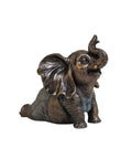 Bronze Resin Yoga Elephant Figurine, Small Lucky Statue Italian Made 10x7x8.5cm