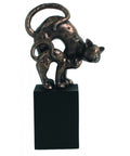 Two Cats on Cube Bronze Resin Figurine 14cm Italian Cat Statue Home Decor