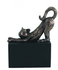 Bronze Resin Cat on Cube Figurine, 11cm Italian, Gift for Cat Lovers