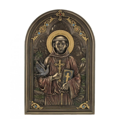 St. Francis of Assisi Statue, Stand/Wall Hanging, Made in Italy, 15x23 cm