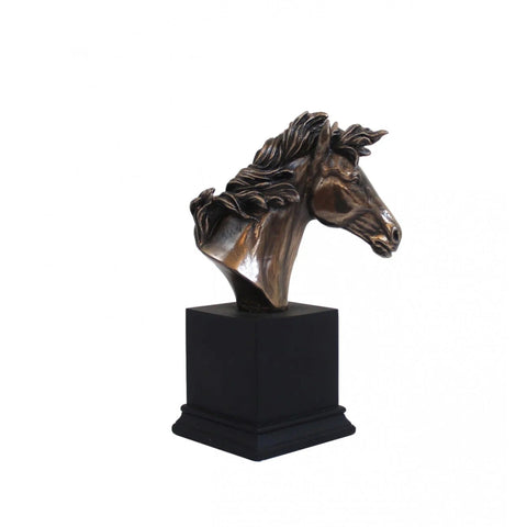 Bronze Resin Horse Head Statue, Hand-Finished, 14cm, Equestrian Gift, Italian