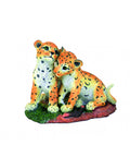 Hand-Painted Leopard Pair Resin Figurine, Italian Home Decor, 20x16x17 cm