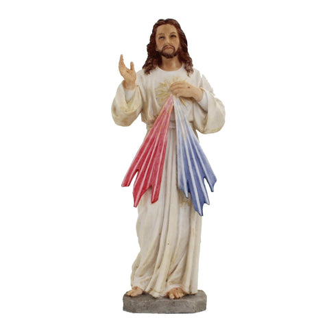 Catholic Divine Mercy Jesus Statue 21cm – Hand-Painted Resin, Made in Italy