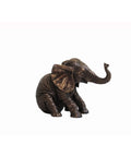 Bronze Resin Sitting Elephant Figurine, Hand-Finished, Lucky Home Decor, Italian