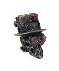 Steampunk Skull Statue with Top Hat, Bronze Resin, 10cm, Hand-Finished