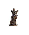 Steampunk Cat Bass Guitar Statue, Bronze Resin Figurine, 13 cm, Italian Made
