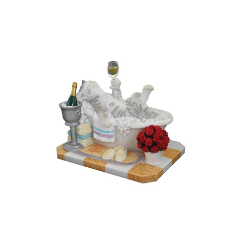 Hand-Painted Cat in Bubble Bath Resin Figurine, Bathroom Decor, Italy