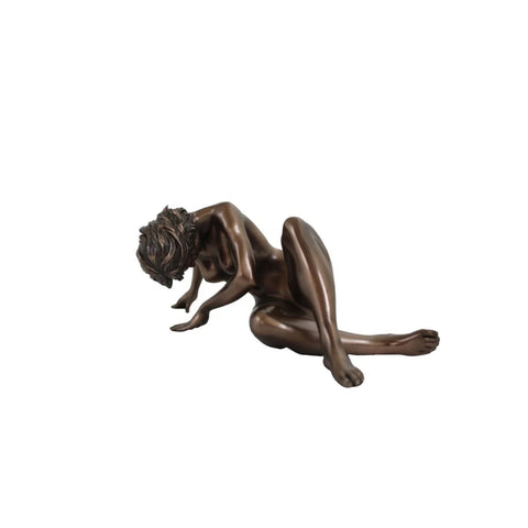 Bronze Resin Nude Woman Statue, Empowering Female Figure, 20x11x8 cm, Italy