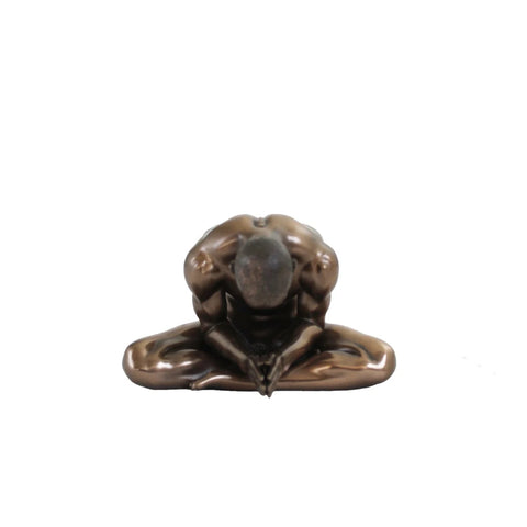 Meditating Nude Man Statue, Bronze Resin Figurine, Handmade in Italy, Zen Decor