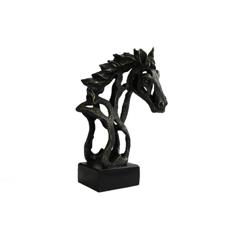 Modern Bronze Horse Head Statue, Resin Sculpture, Italian Home Decor 30cm