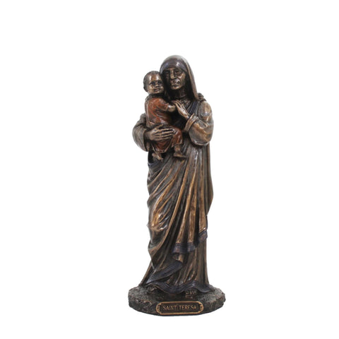Mother Teresa Statue 21cm, Bronze Resin, Catholic Decor, Made in Italy